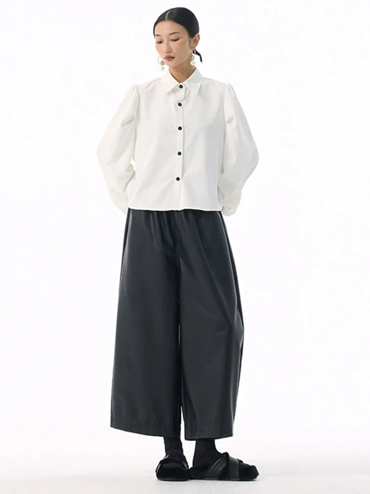 Marigold Shadows Shirts *** Samai Puff Sleeve Button Up