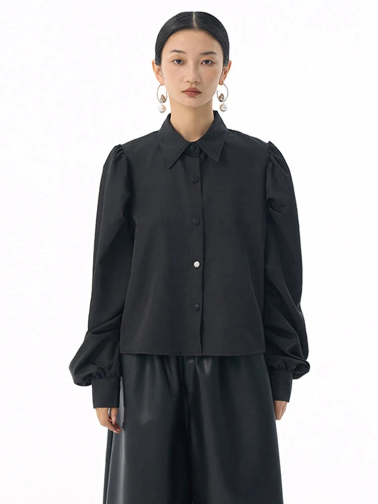 Marigold Shadows Shirts *** Samai Puff Sleeve Button Up