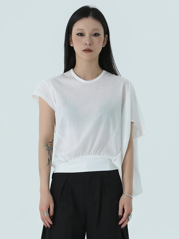 Marigold Shadows Shirts Sandee Asymmetrical Round Neck Shirt