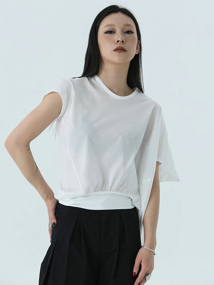 Marigold Shadows Shirts Sandee Asymmetrical Round Neck Shirt