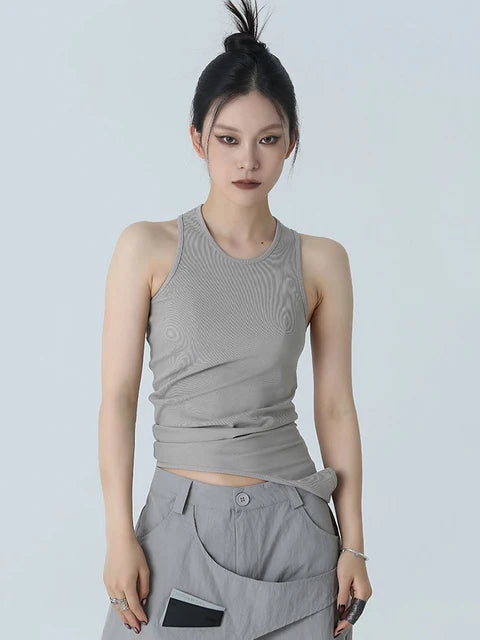 Marigold Shadows Shirts Santdee Irregular Tank - Gray
