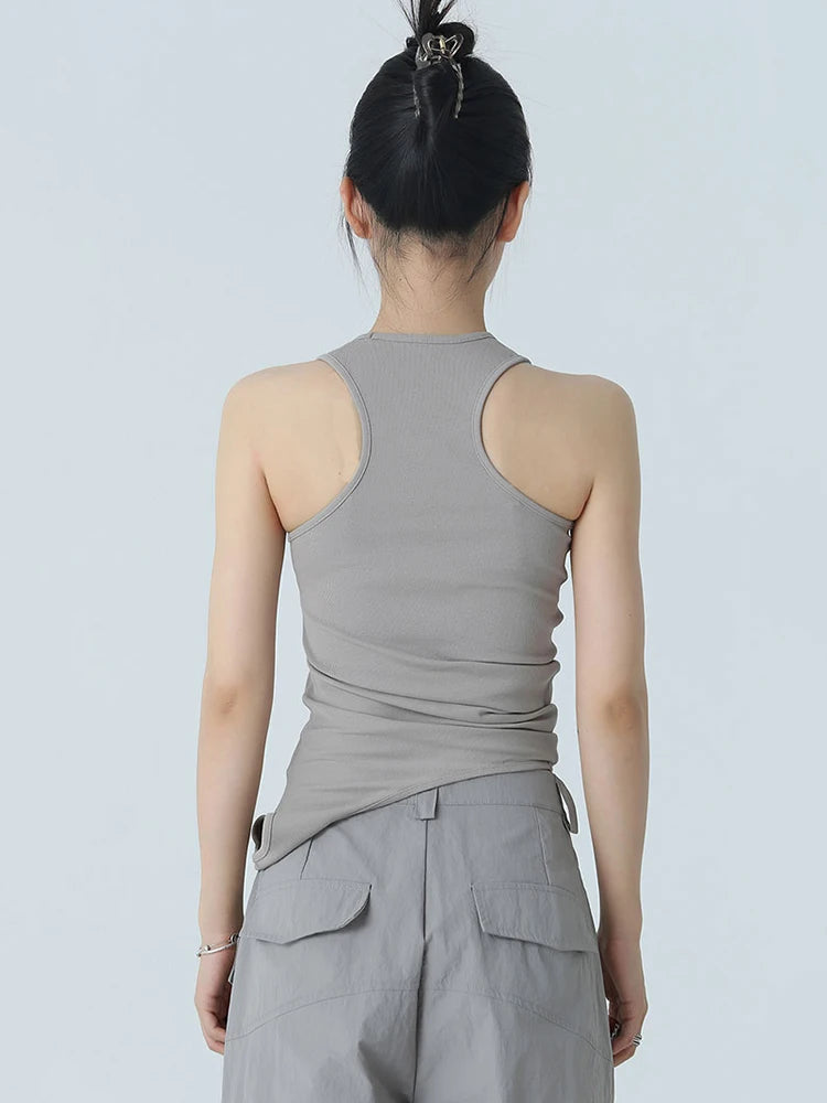 Marigold Shadows Shirts Santdee Irregular Tank - Gray