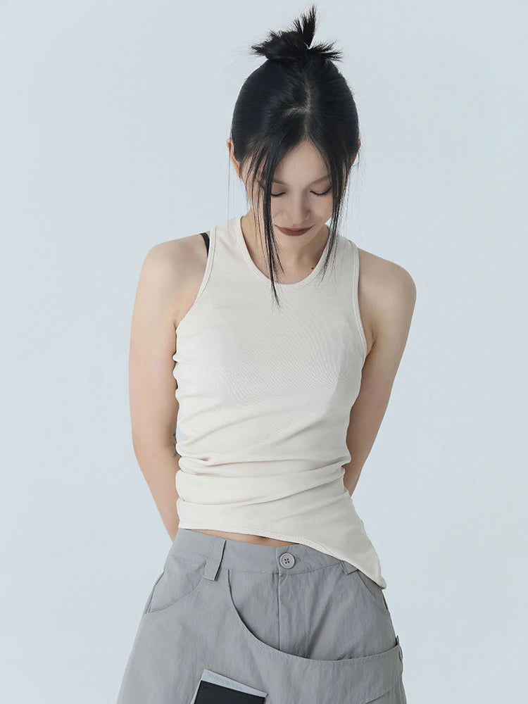 Marigold Shadows Shirts Santdee Irregular Tank - Khaki