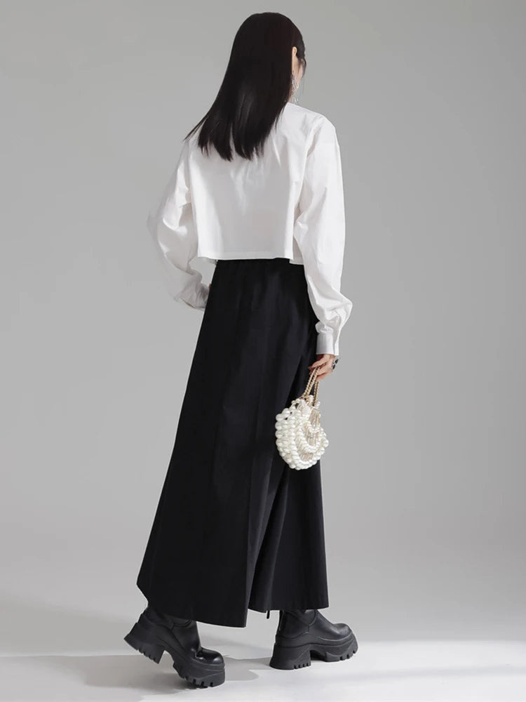Marigold Shadows Shirts Sherrm Doiley Crop Button Up - White