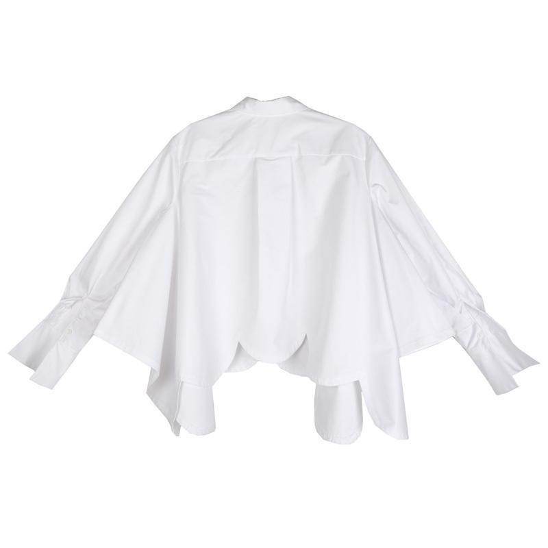 Marigold Shadows shirts Sonoya Lapel Long Sleeve Irregular Hem Shirt