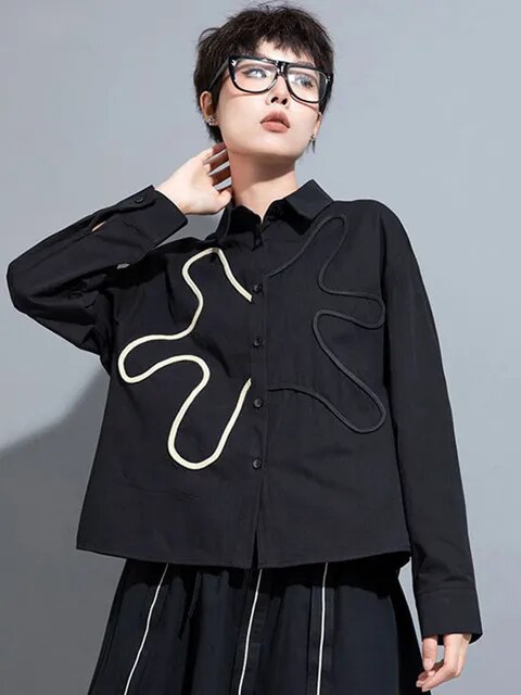 Marigold Shadows Shirts Splot Squiggle Blouse