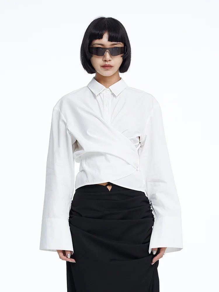 Marigold Shadows Shirts Teyana Open Shoulder Blouse