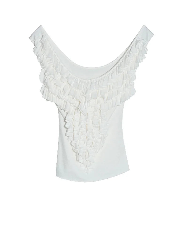 Marigold Shadows Shirts & Tops Sheeshe Ruffle Tank Top