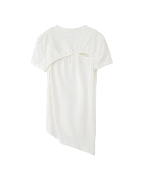Marigold Shadows Shirts Wallcy Irregular Hem T-shirt - White