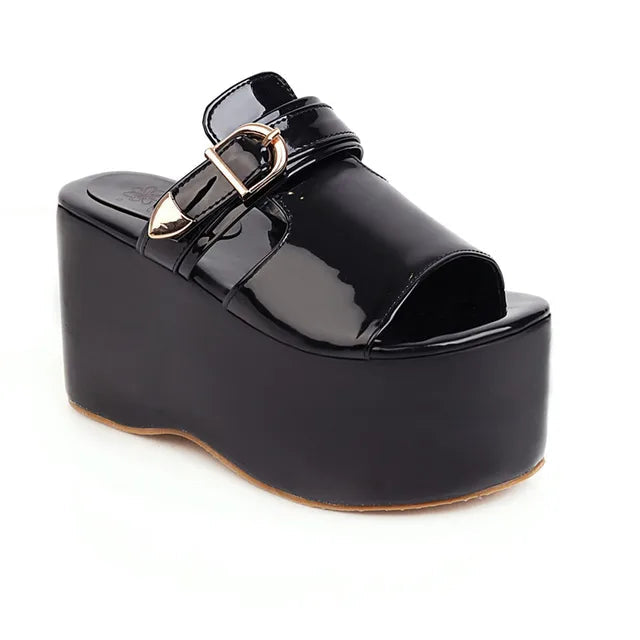 Marigold Shadows Shoes Asuandra Platform Slide - Black