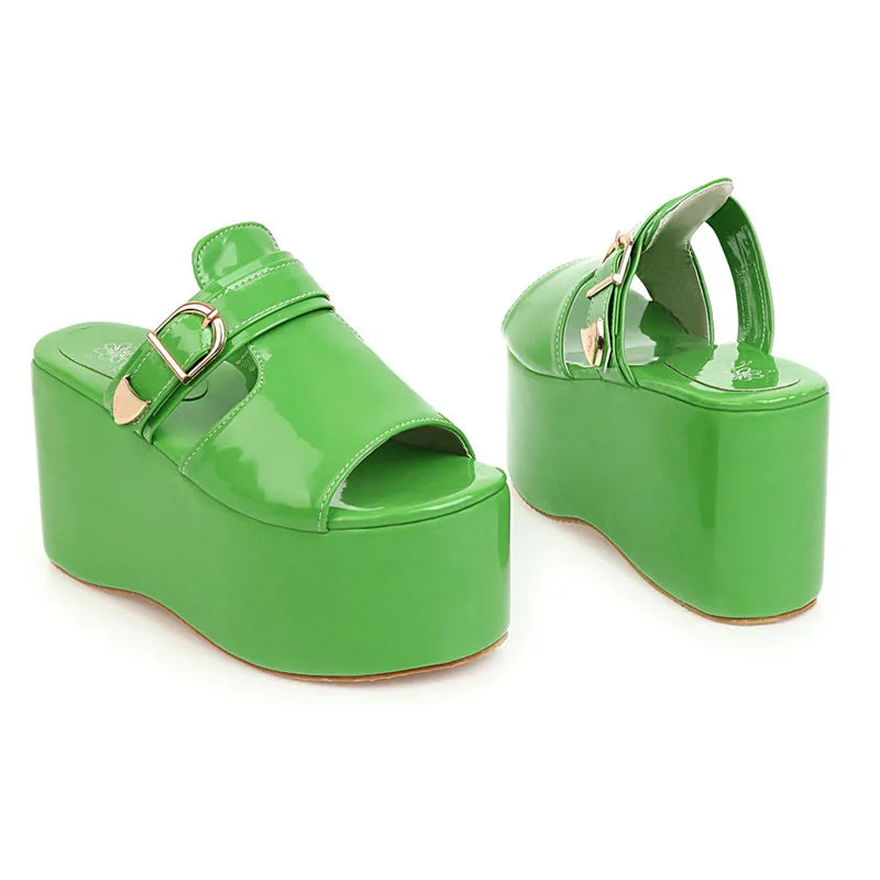 Marigold Shadows Shoes Asuandra Platform Slide - Green