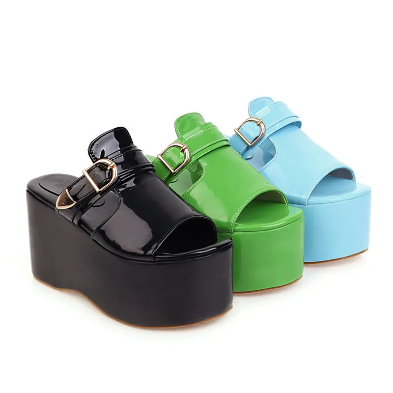 Marigold Shadows Shoes Asuandra Platform Slide - Green