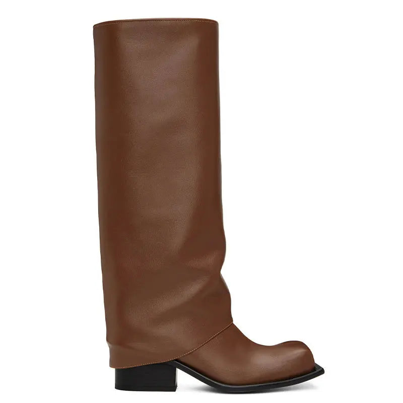 Marigold Shadows Shoes Baddie Barrel Boot - Brown
