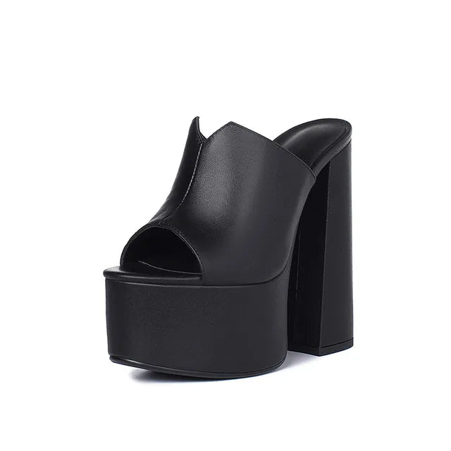 Marigold Shadows Shoes Bratt Platform Slide - Black