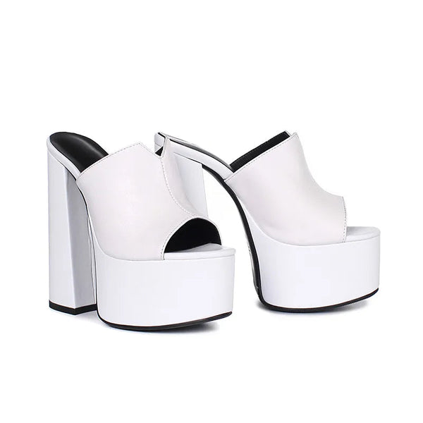 Marigold Shadows Shoes Bratt Platform Slide - White