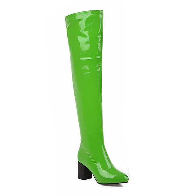 Marigold Shadows Shoes Salwa Patent Boot- Green