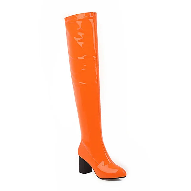 Marigold Shadows Shoes Salwa Patent Boot - Orange