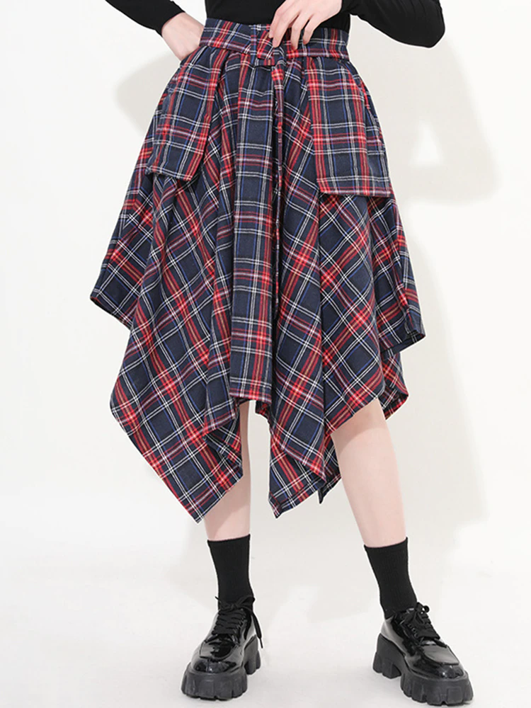 Marigold Shadows skirts Aitana Plaid Picnic Skirt - Navy