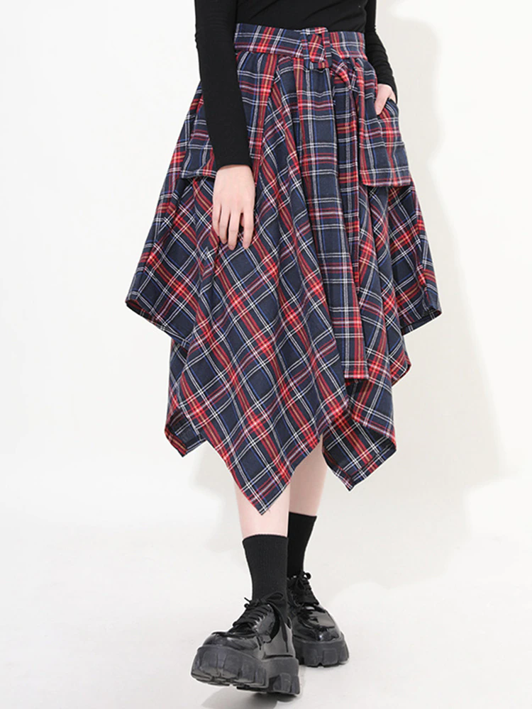 Marigold Shadows skirts Aitana Plaid Picnic Skirt - Navy