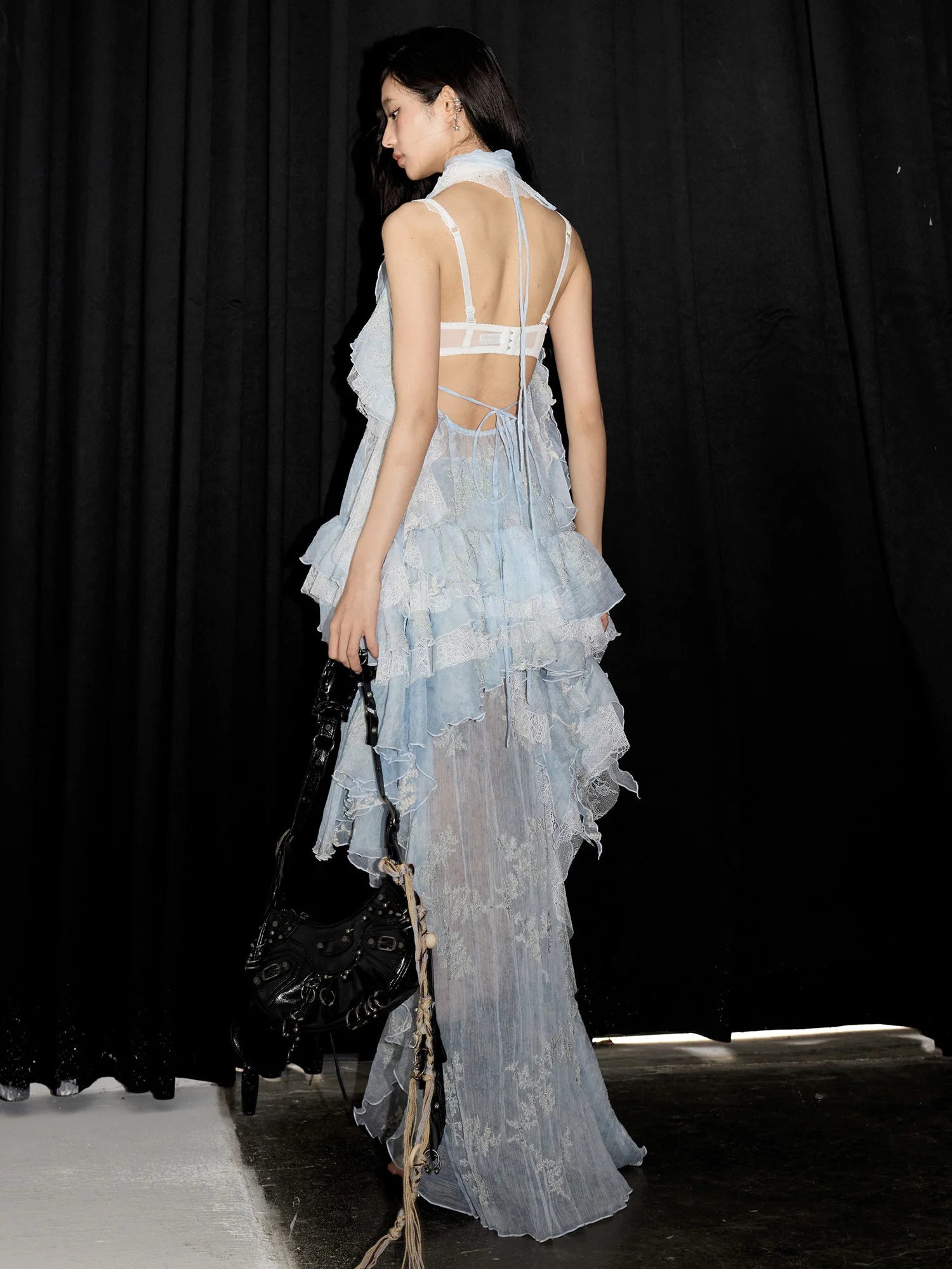 Marigold Shadows Skirts **Miecy Sheer Lace Maxi Skirt