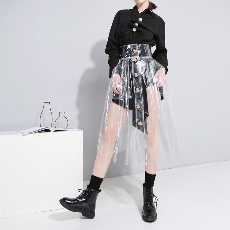 Marigold Shadows skirts Plastique Button Up Skirt