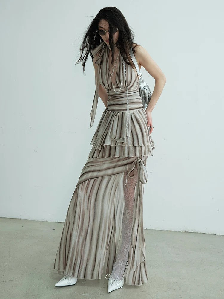 Marigold Shadows Skirts *** Premanther Striped Halter Skirt Set