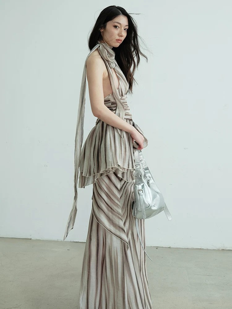 Marigold Shadows Skirts *** Premanther Striped Halter Skirt Set