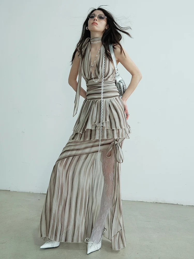 Marigold Shadows Skirts *** Premanther Striped Halter Skirt Set