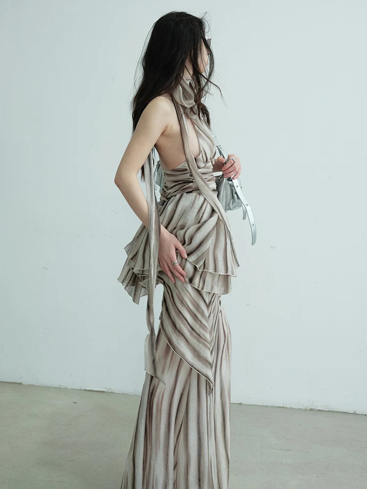 Marigold Shadows Skirts *** Premanther Striped Halter Skirt Set