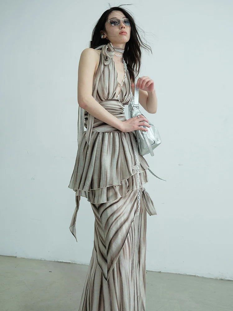 Marigold Shadows Skirts *** Premanther Striped Halter Skirt Set
