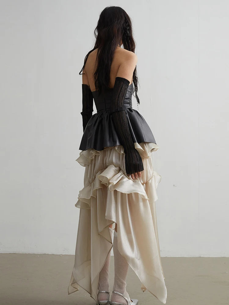 Marigold Shadows Skirts Saturn Ruffled Champagne Skirt