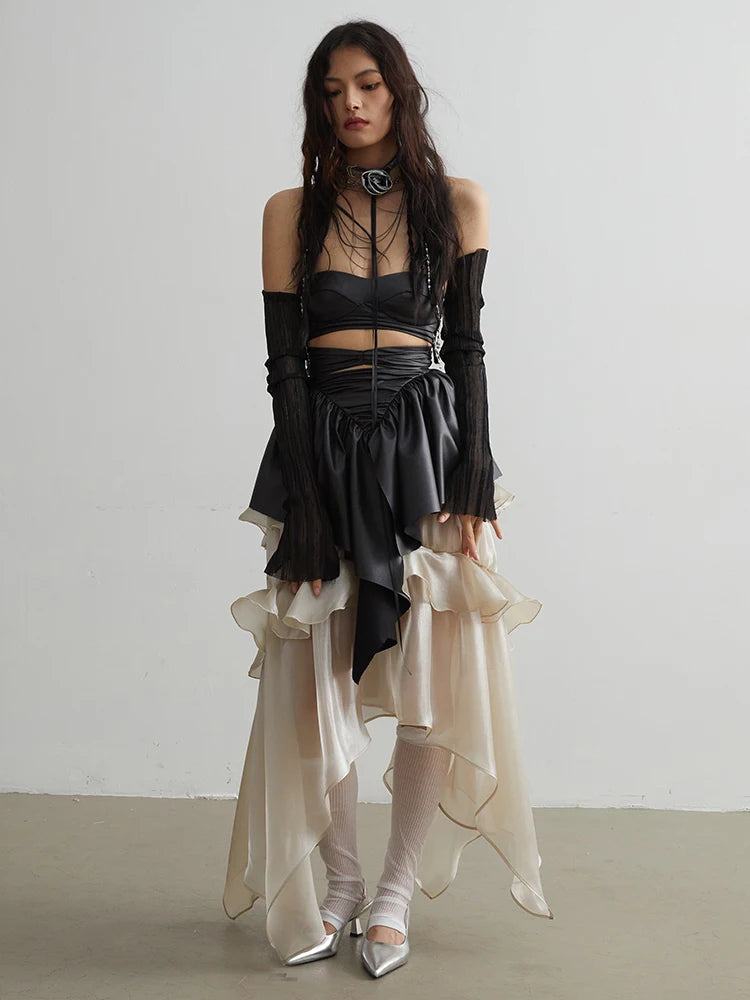 Marigold Shadows Skirts Saturn Ruffled Champagne Skirt
