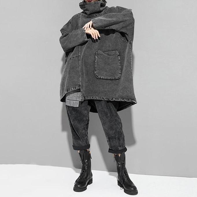 Marigold Shadows sweaters Reon Turtleneck Loose Denim Sweatshirt