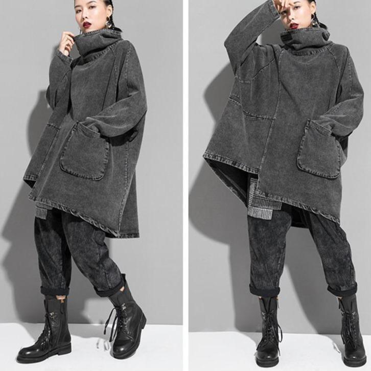 Marigold Shadows sweaters Reon Turtleneck Loose Denim Sweatshirt