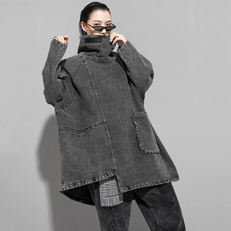 Marigold Shadows sweaters Reon Turtleneck Loose Denim Sweatshirt