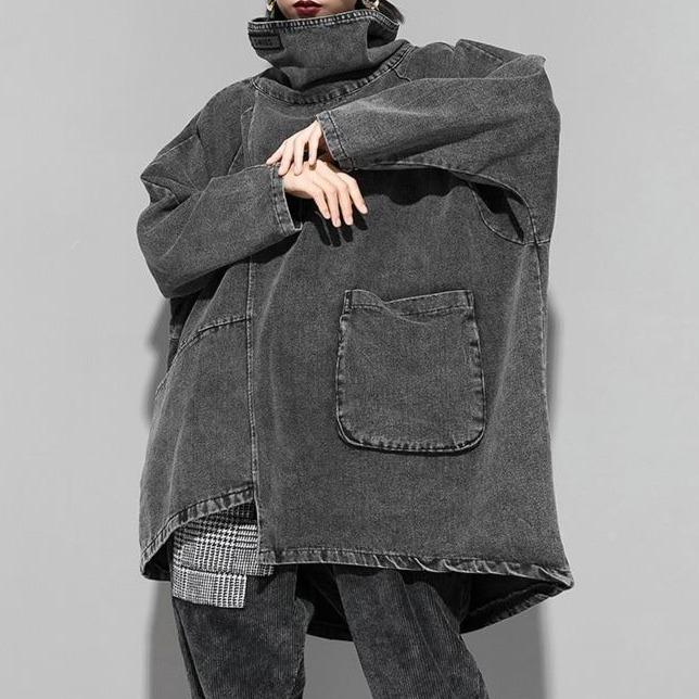 Marigold Shadows sweaters Reon Turtleneck Loose Denim Sweatshirt