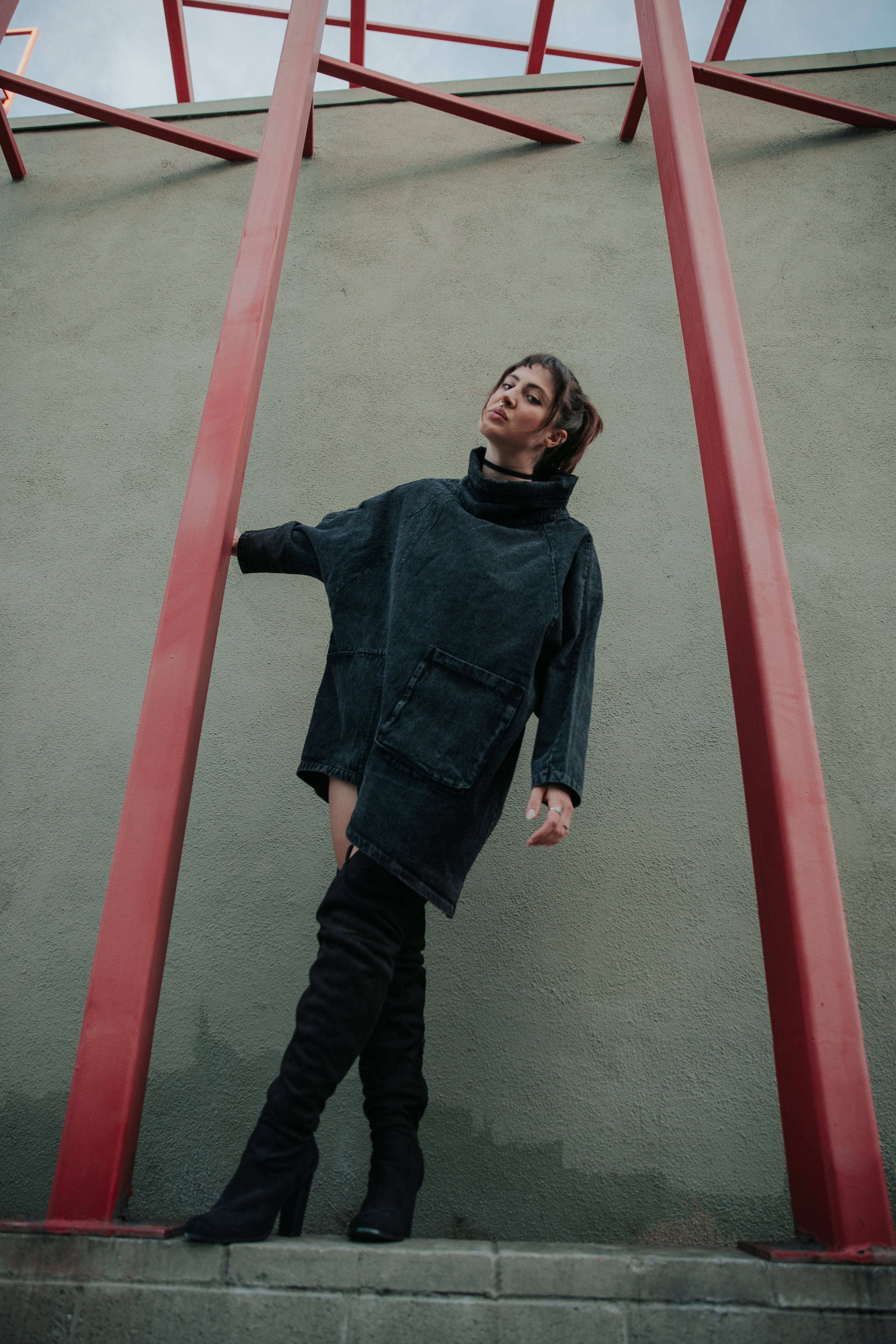 Marigold Shadows sweaters Reon Turtleneck Loose Denim Sweatshirt