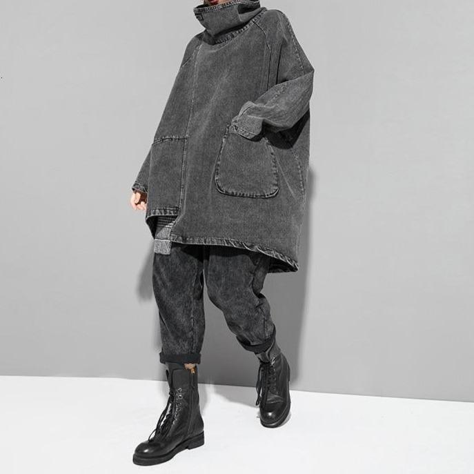 Marigold Shadows sweaters Reon Turtleneck Loose Denim Sweatshirt