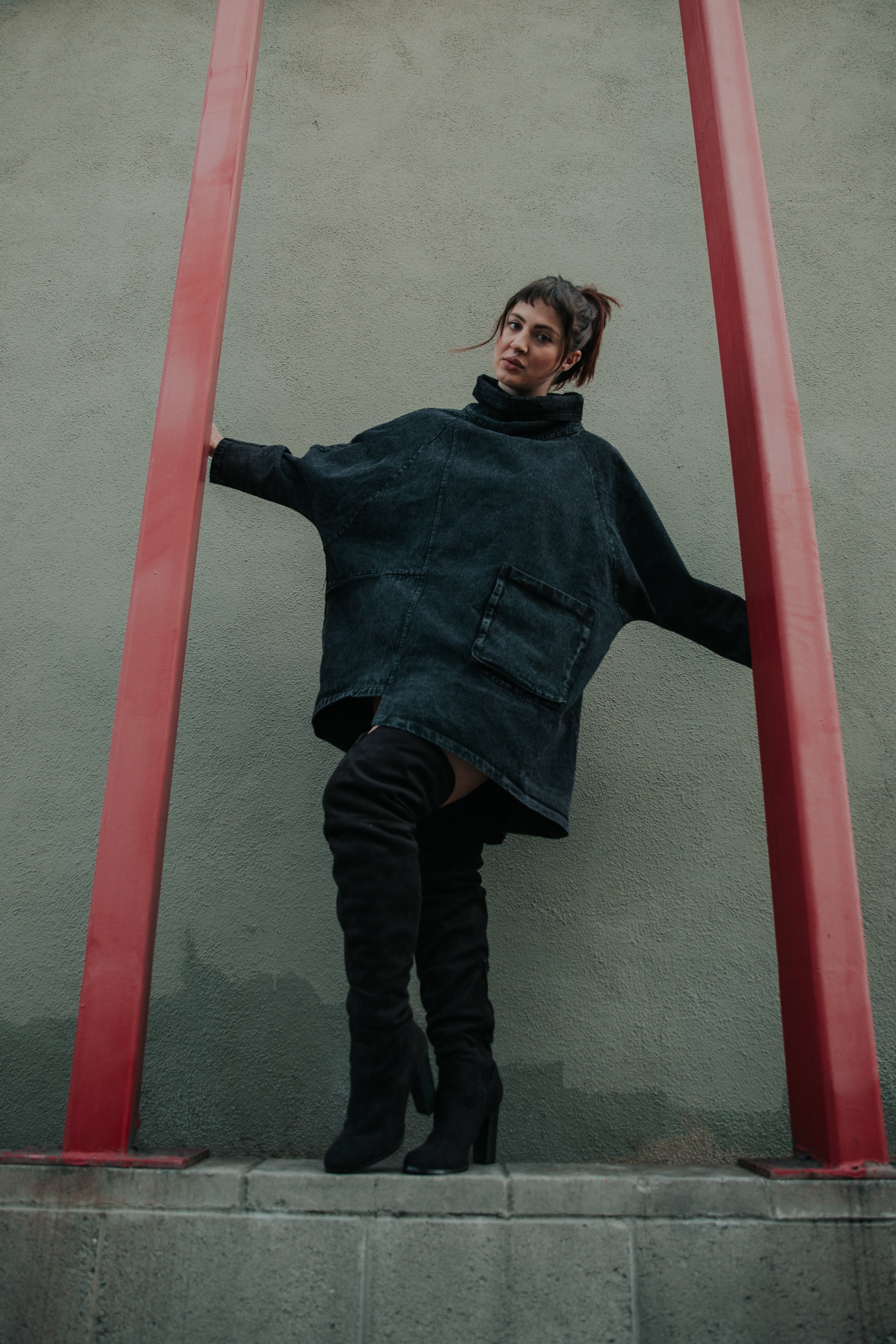 Marigold Shadows sweaters Reon Turtleneck Loose Denim Sweatshirt