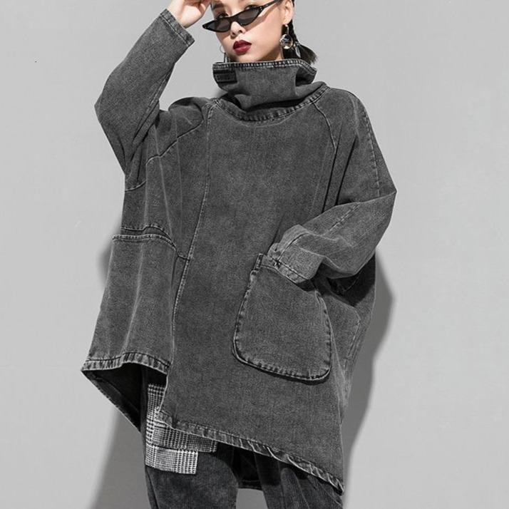 Marigold Shadows sweaters Reon Turtleneck Loose Denim Sweatshirt
