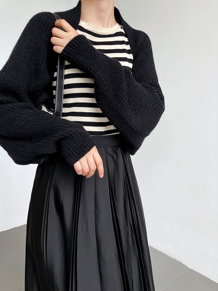 Marigold Shadows Sweaters Touka Knitted Shrug Scarf - Black