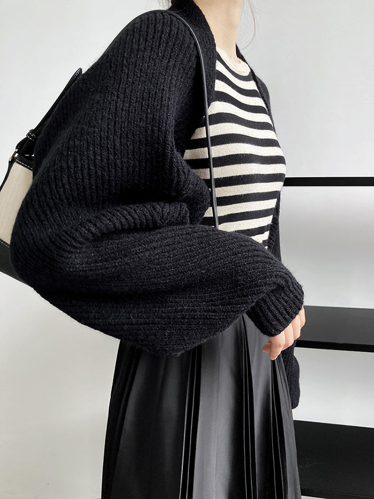 Marigold Shadows Sweaters Touka Knitted Shrug Scarf - Black