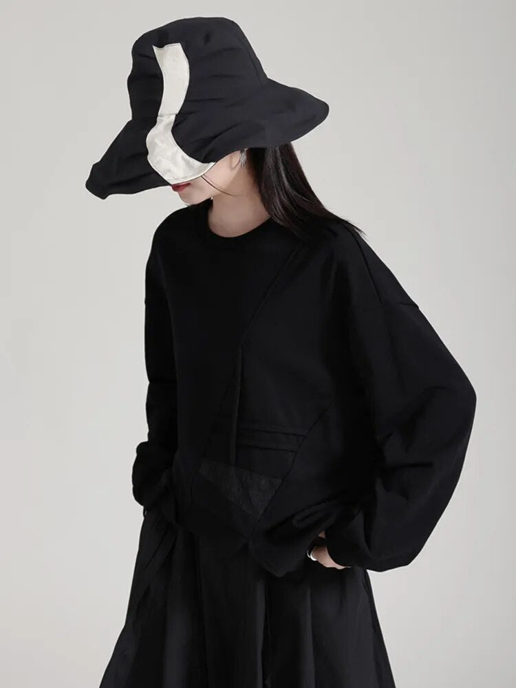 Marigold Shadows Sweatshirts Laiery Pattern Sweater - Black