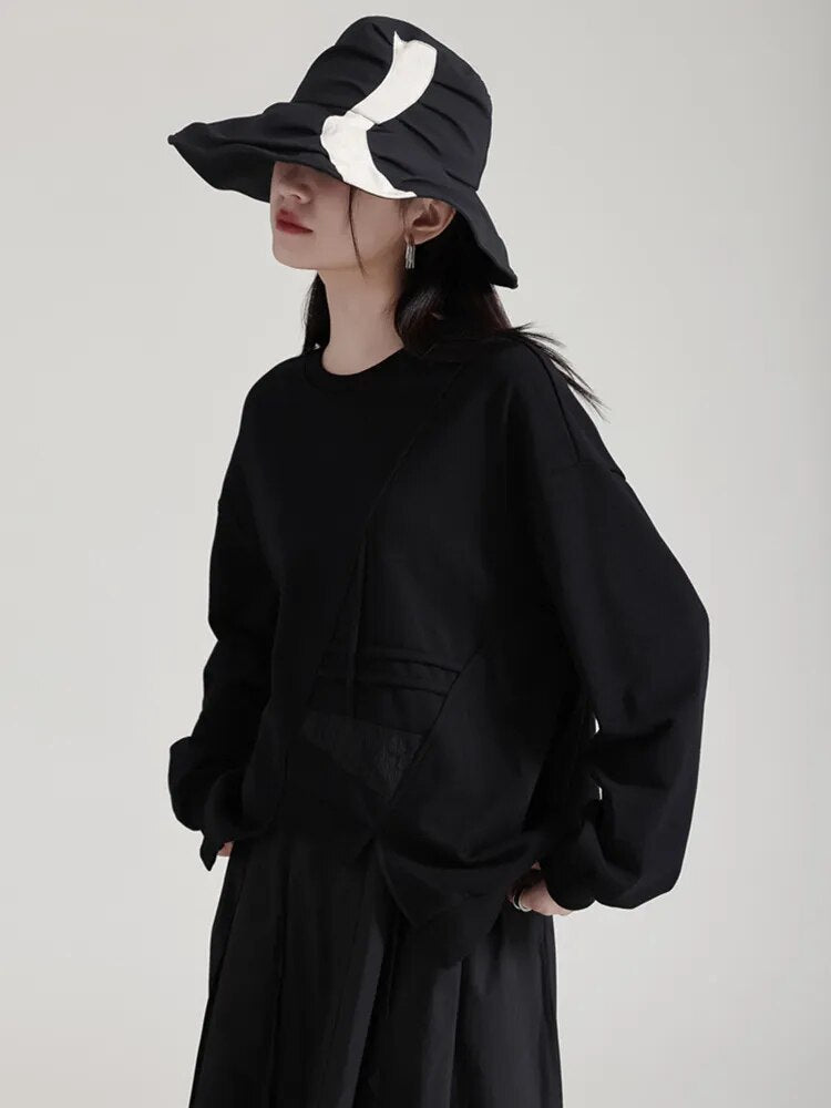 Marigold Shadows Sweatshirts Laiery Pattern Sweater - Black