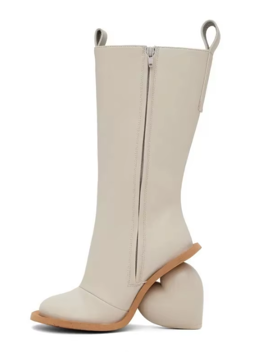 Marigold Shadows Taura Heart Heel Boots - Beige