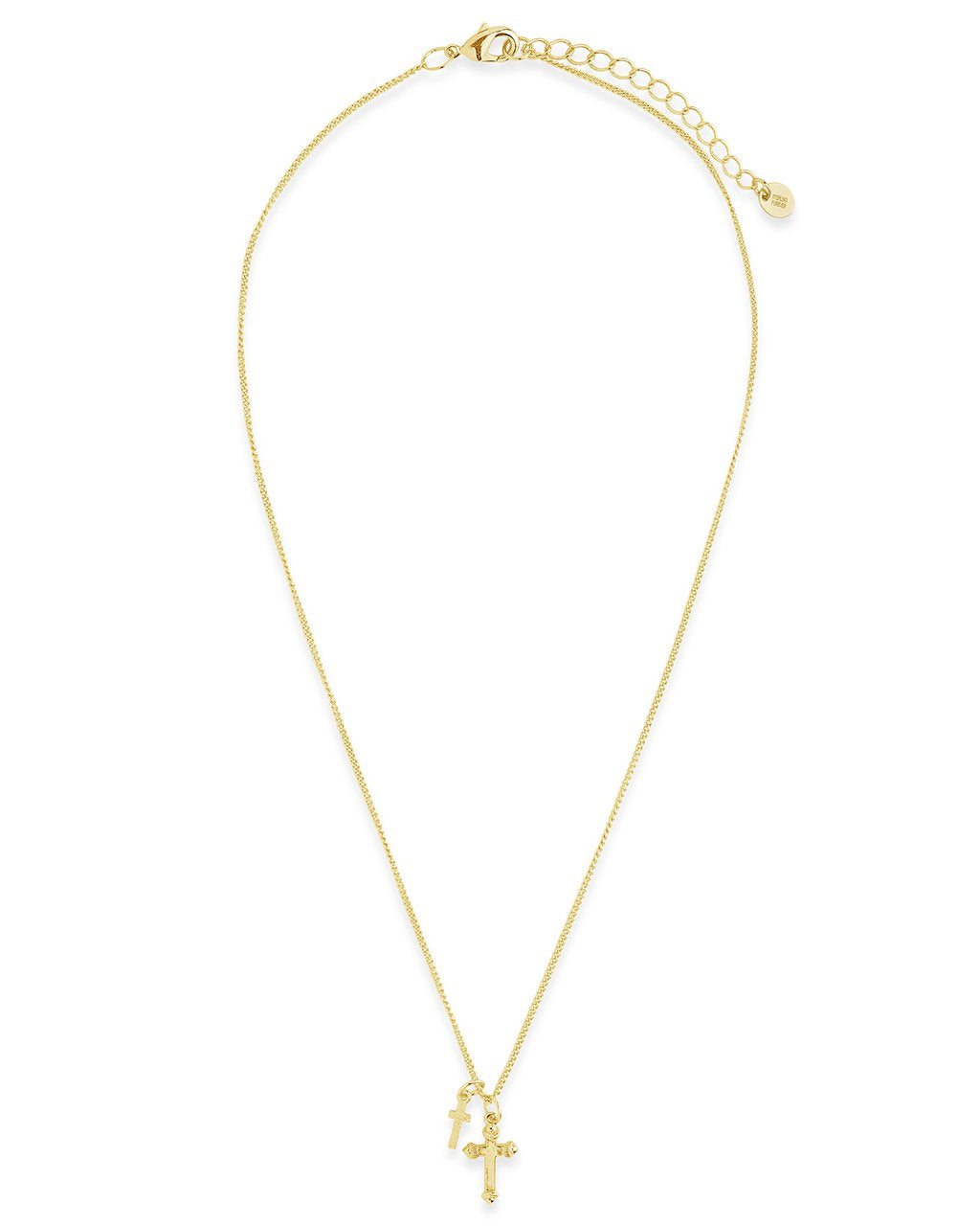 Sterling Forever Gold Double Cross Pendant Necklace by Sterling Forever