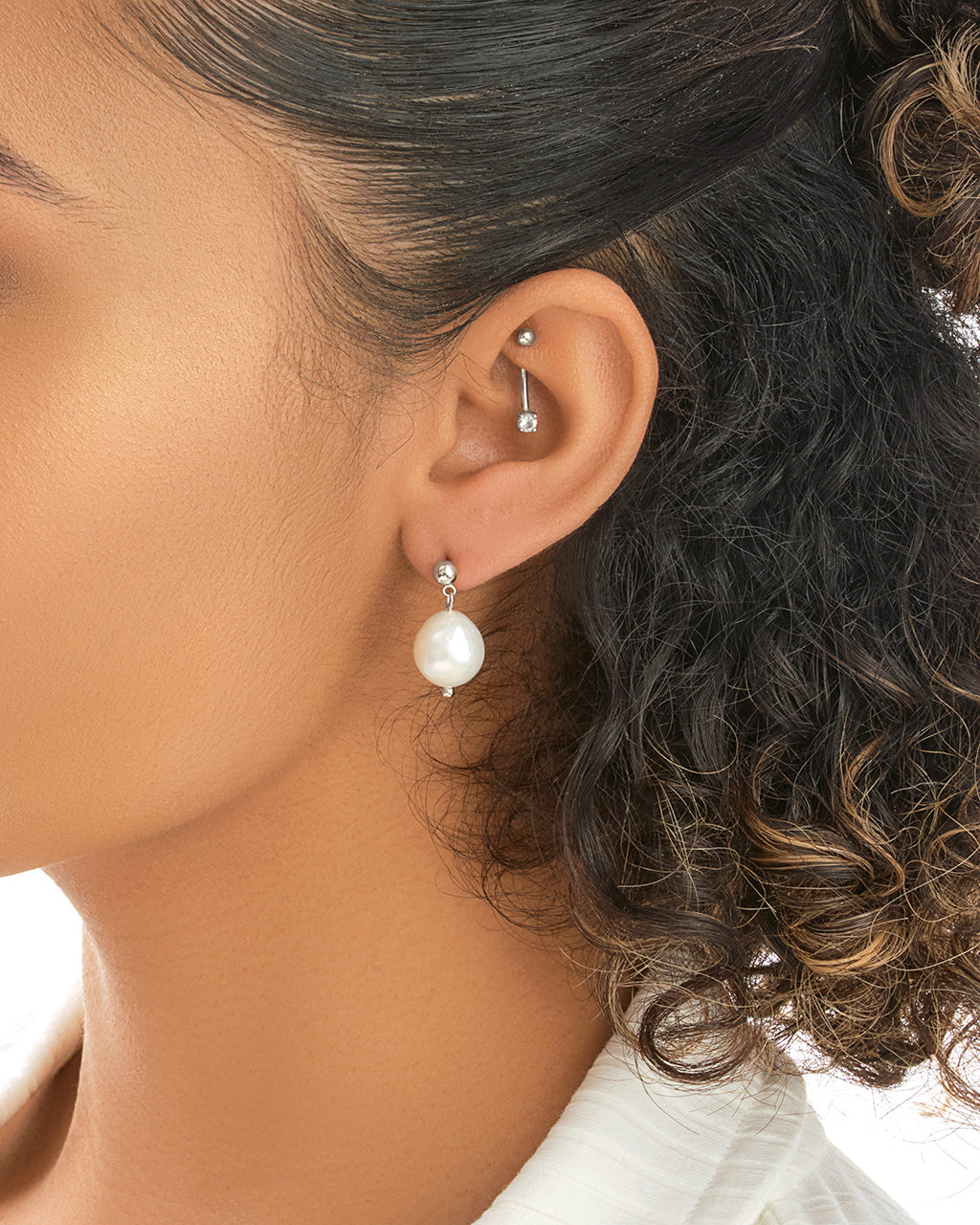 Sterling Forever Large Baroque Pearl Drop Studs by Sterling Forever