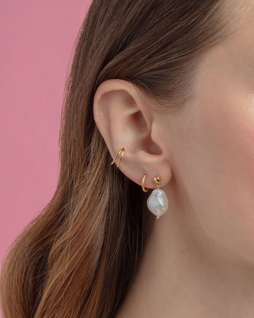 Sterling Forever Large Baroque Pearl Drop Studs by Sterling Forever