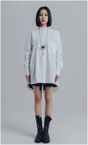 Woumen Pleated Collar Shirt