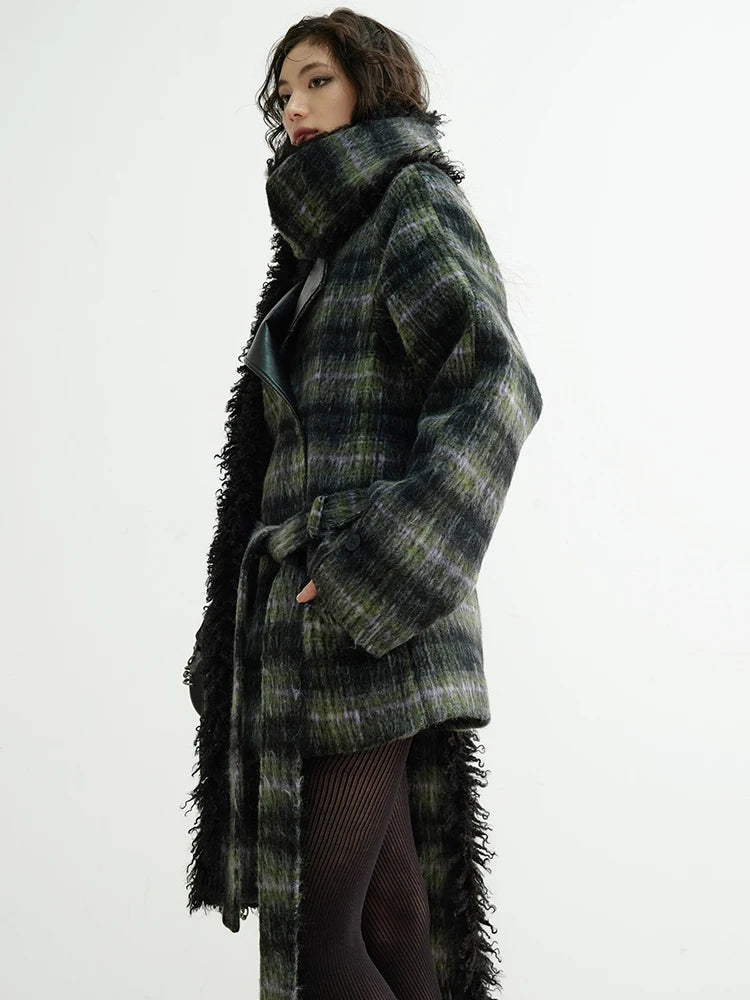 Puket Plaid Scarf Coat